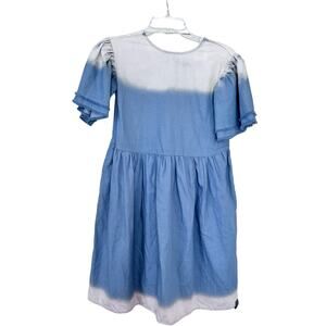 Omami Mini girls ombre denim dress bow tie back size 12 NWT